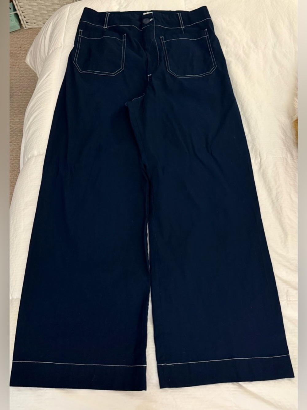 💜Maeve The Colette Contrast-Stitch Wide-Leg Pants | Size 33 - Picture 8 of 11